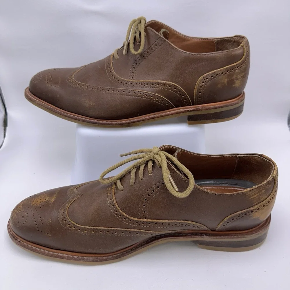 Proxon Mens 13 Brown Leather Steel Toe Wingtip Oxford Dress Shoes Comfort‎